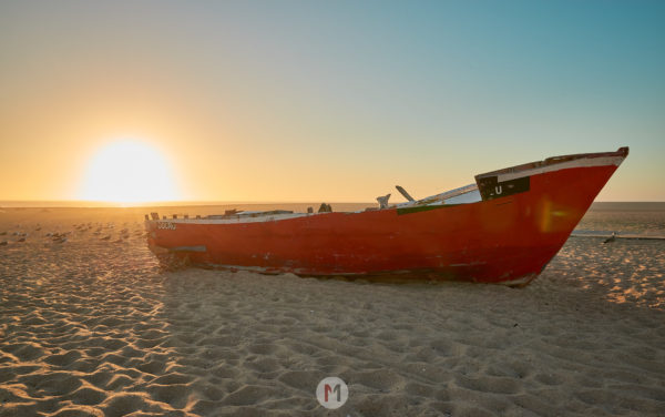 Sonnenuntergang am Strand in Aguda in der Nähe von Porto in Portugal