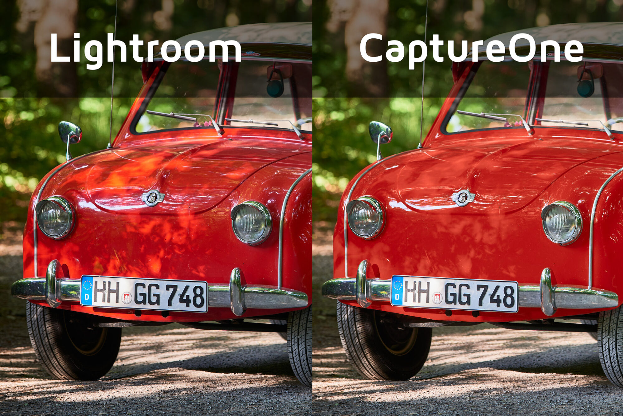 Vergleich der Bearbeitung zwischen Lightroom und CaptureOne in einem Foto anhand eines Details